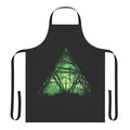 "Fantasy-themed apron with a sword in a forest landscape design"