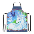 "A high-quality apron featuring a whimsical unicorn design, inspired by the classic fantasy film The Last Unicorn."