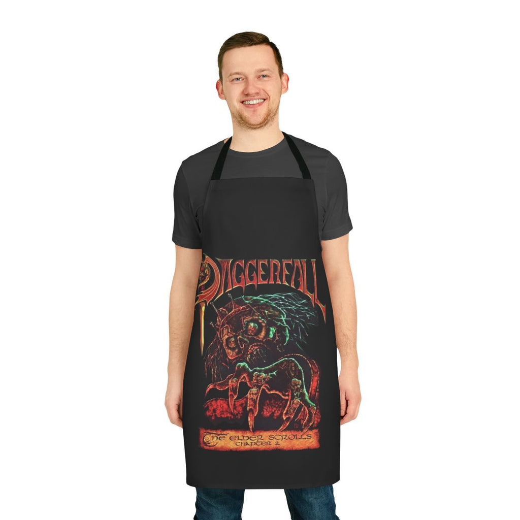 Daggerfall-themed apron with fantasy video game design