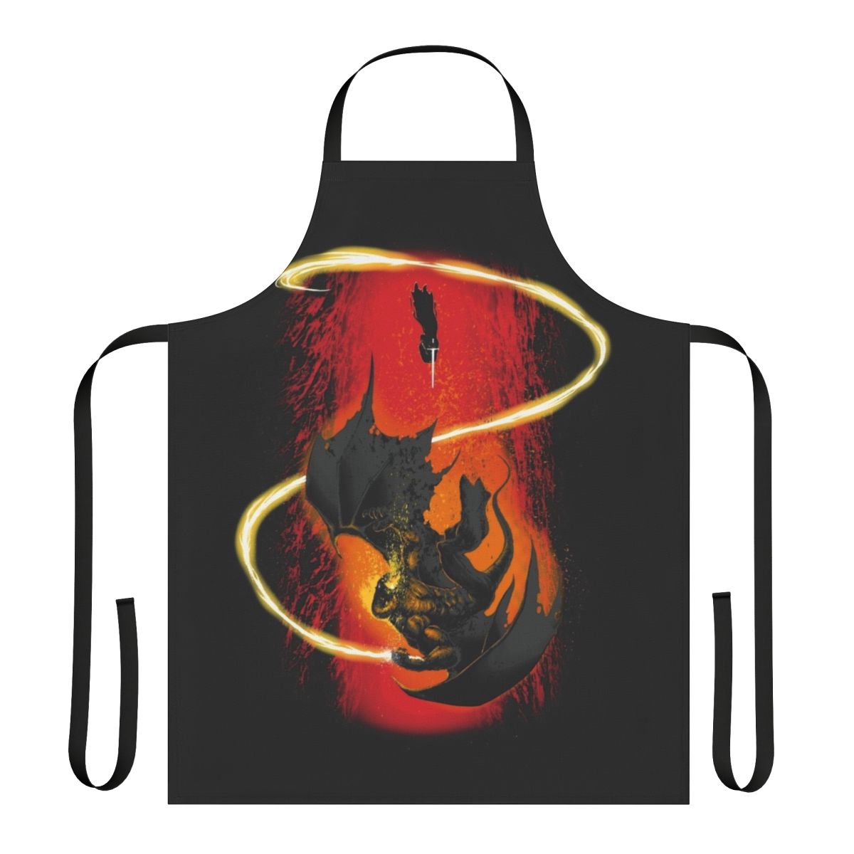 Fantasy wizard apron with demon design, perfect for the kitchen