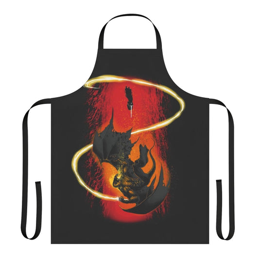 Fantasy wizard apron with demon design, perfect for the kitchen