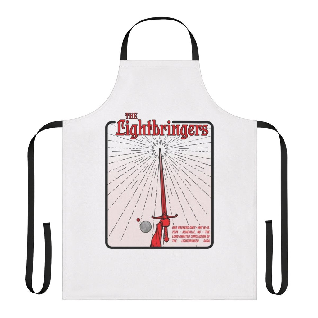 Farewell-themed white apron for cooking and baking, featuring a light bringer design