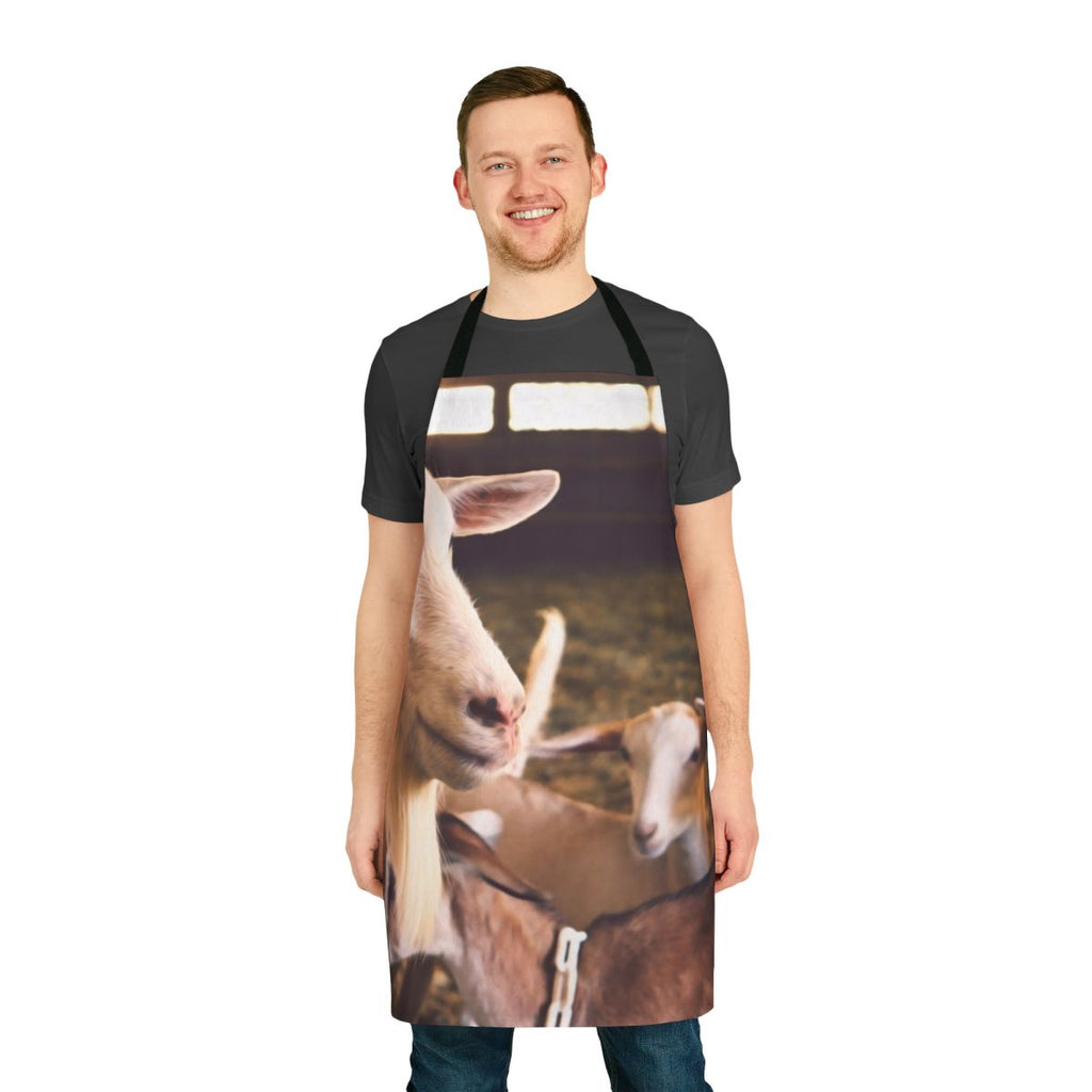Apron with farm animals, including goats and sheep