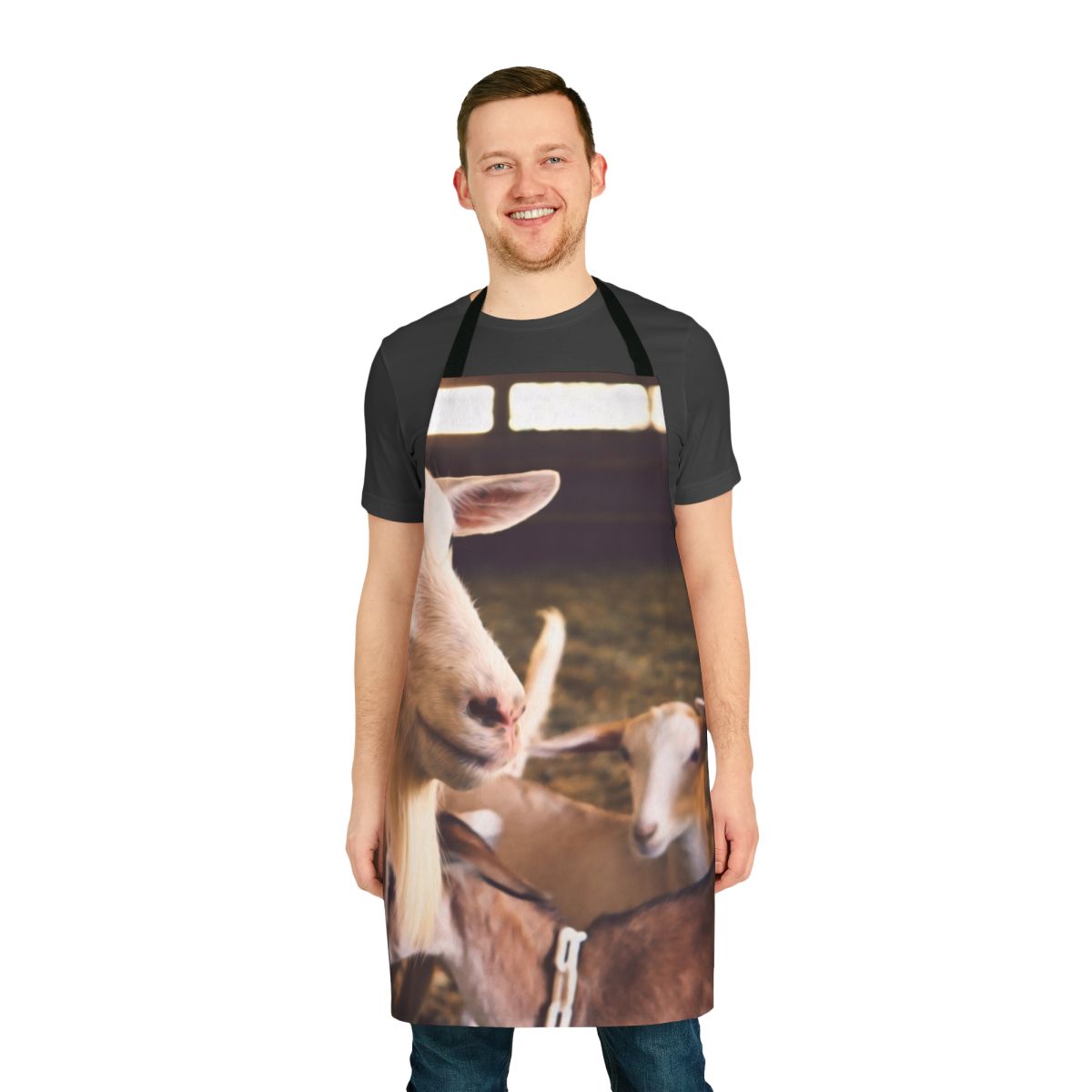 Apron with farm animals, including goats and sheep