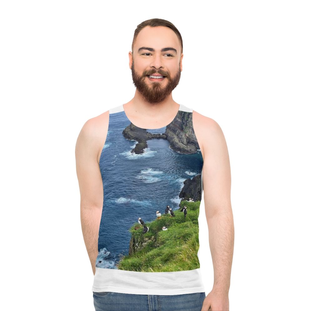 Faroe Islands puffin unisex tank top