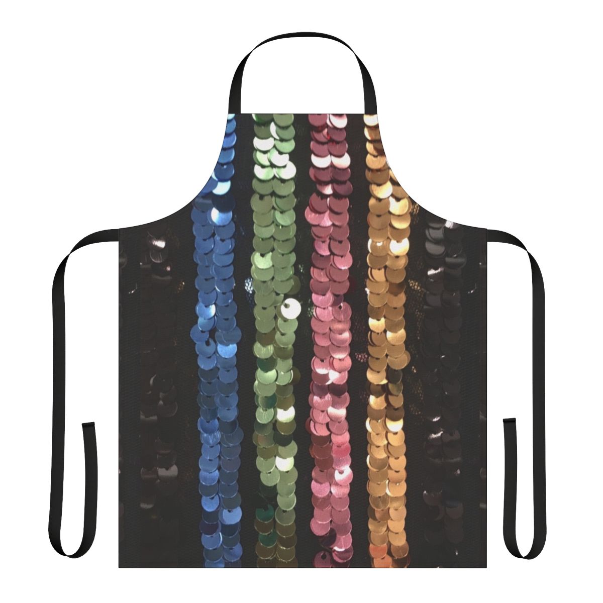 Vibrant sequin apron featuring mermaid and unicorn designs in bold colors
