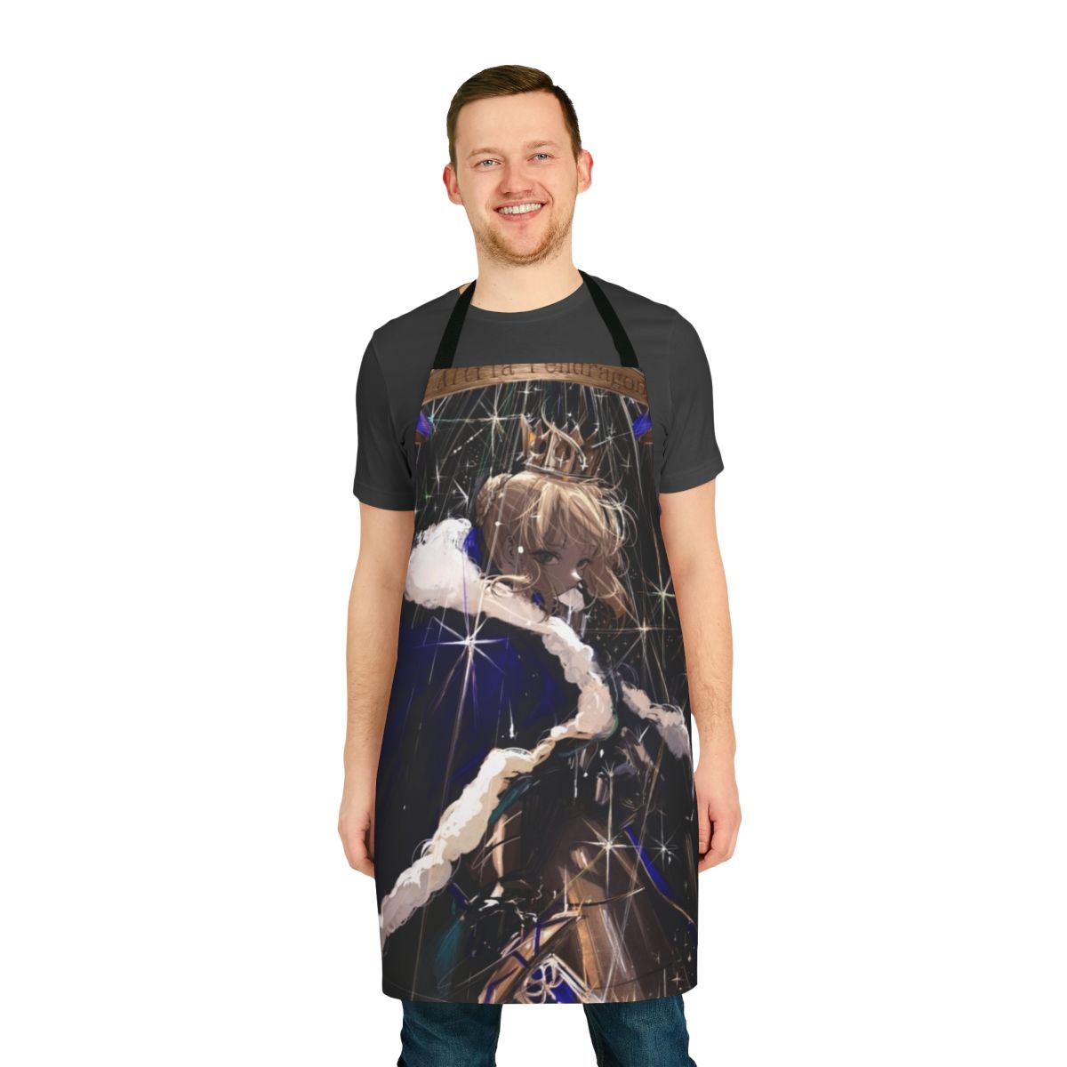 Fate anime-inspired apron with Saber character design