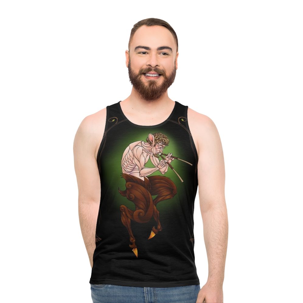 Faun-inspired unisex tank top featuring mythical creature design