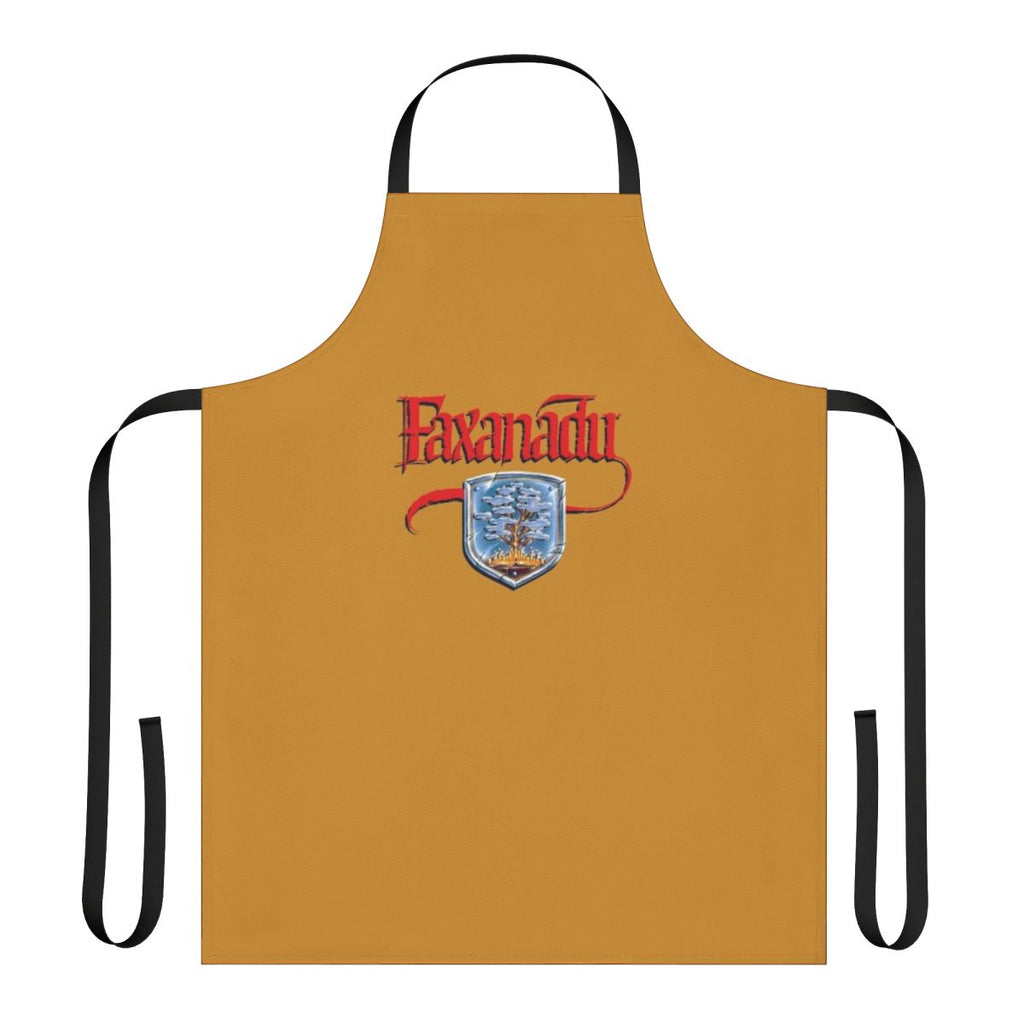 "Faxanadu-inspired cooking apron featuring pixel art graphics and classic gaming design"