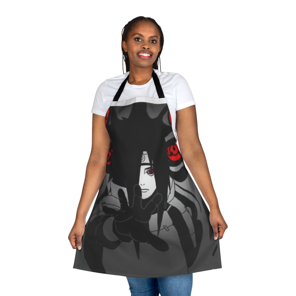 A black apron with the words "Fear M U" printed on it, perfect for horror fans in the kitchen.