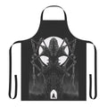 A dark and sinister apron design inspired by the Bloodborne video game and Lovecraftian horror themes.