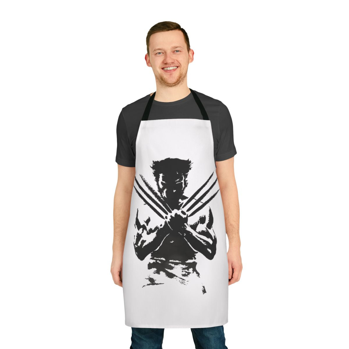 Claws Apron with dark, fantasy-inspired design featuring wolf, beast, and superhero elements