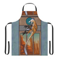 Feathered velociraptor-inspired apron with dinosaur design