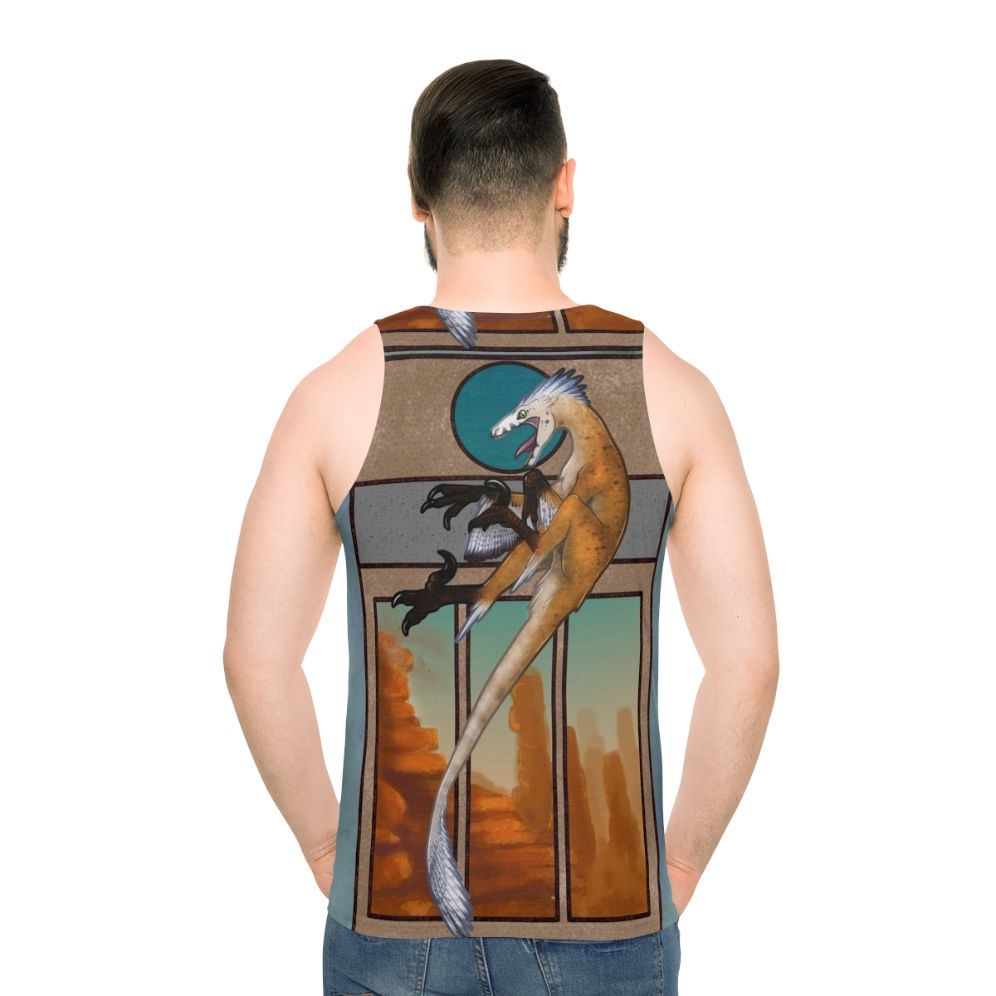 Feathered velociraptor dinosaur unisex tank top