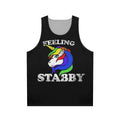 Feeling stabby unicorn unisex tank top