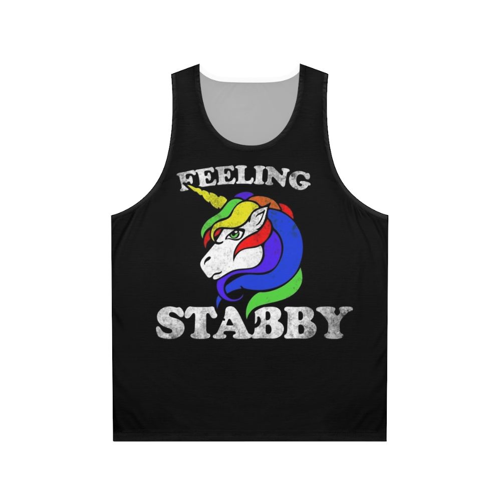 Feeling stabby unicorn unisex tank top