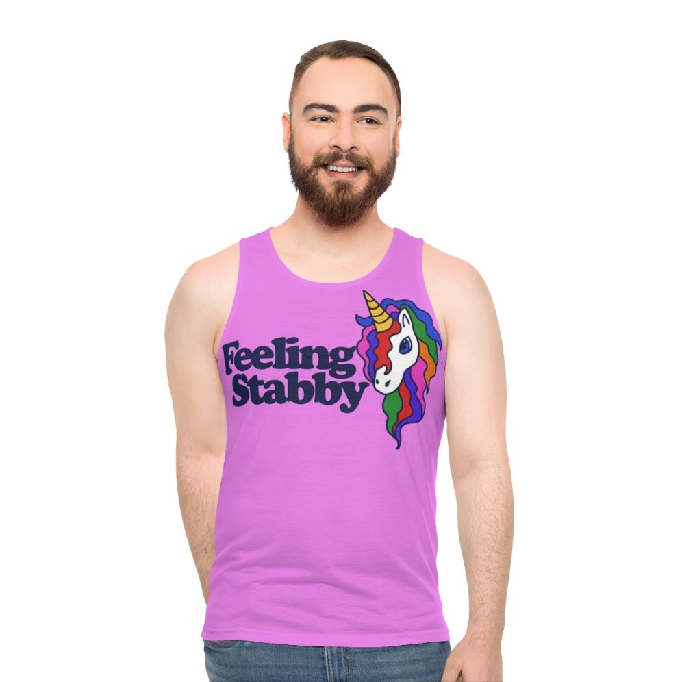 Feeling Stabby Unisex Tank Top with Sassy Unicorn Design