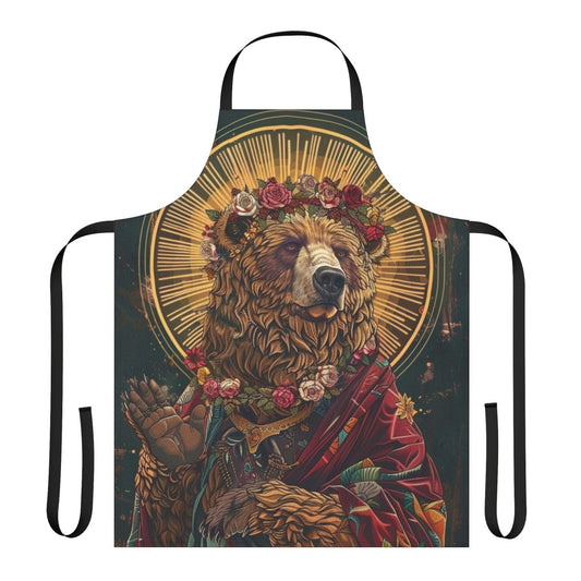 Feminist apron with a bear design, perfect for the kitchen and home.