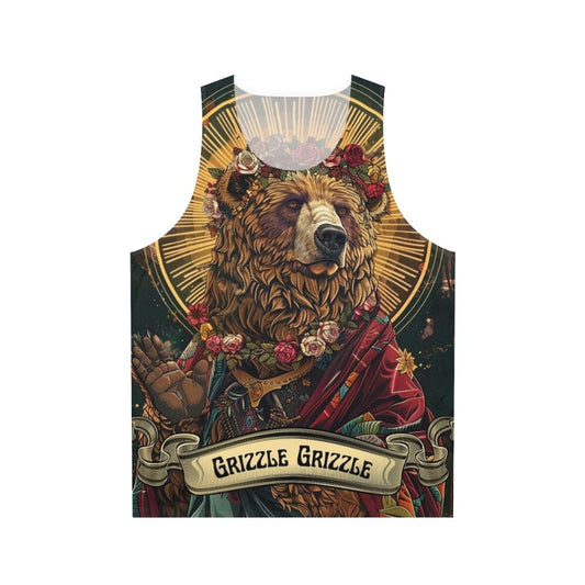 Unisex tank top with a grizzly bear design for feminist and activist apparel