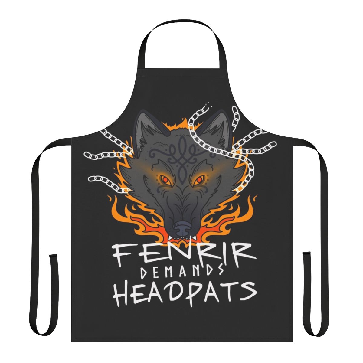 Fenrir-themed apron with large dog illustration