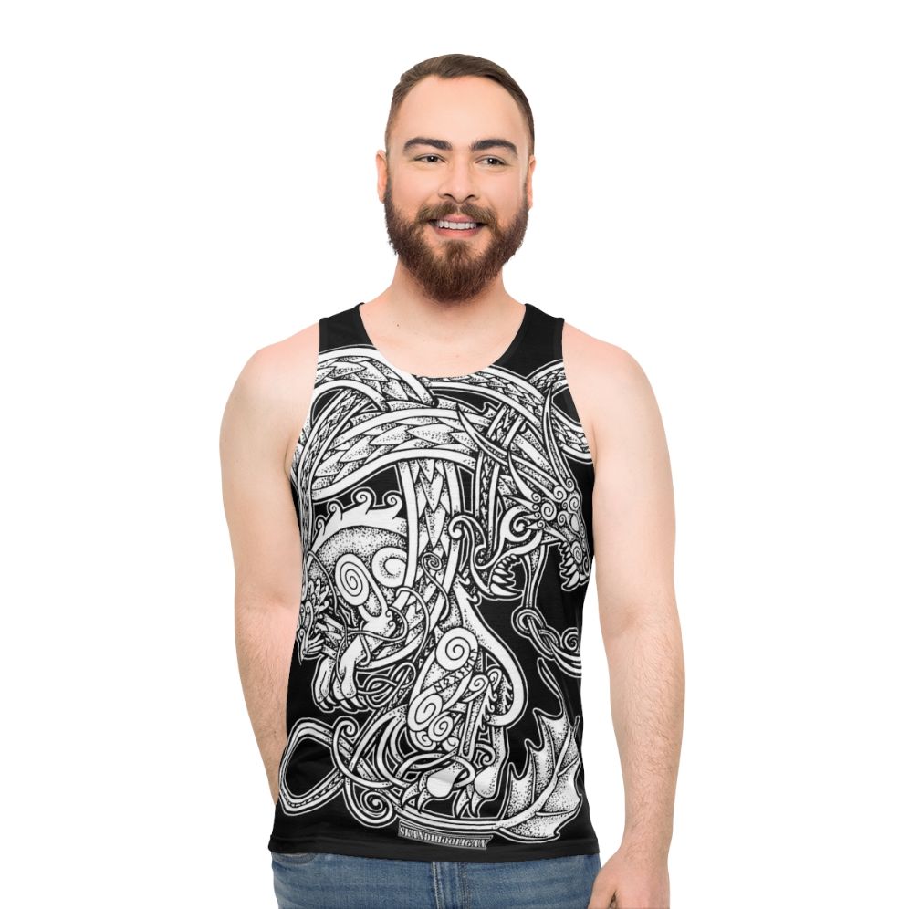 Fenrir and Jormungandr Norse Mythology Unisex Tank Top