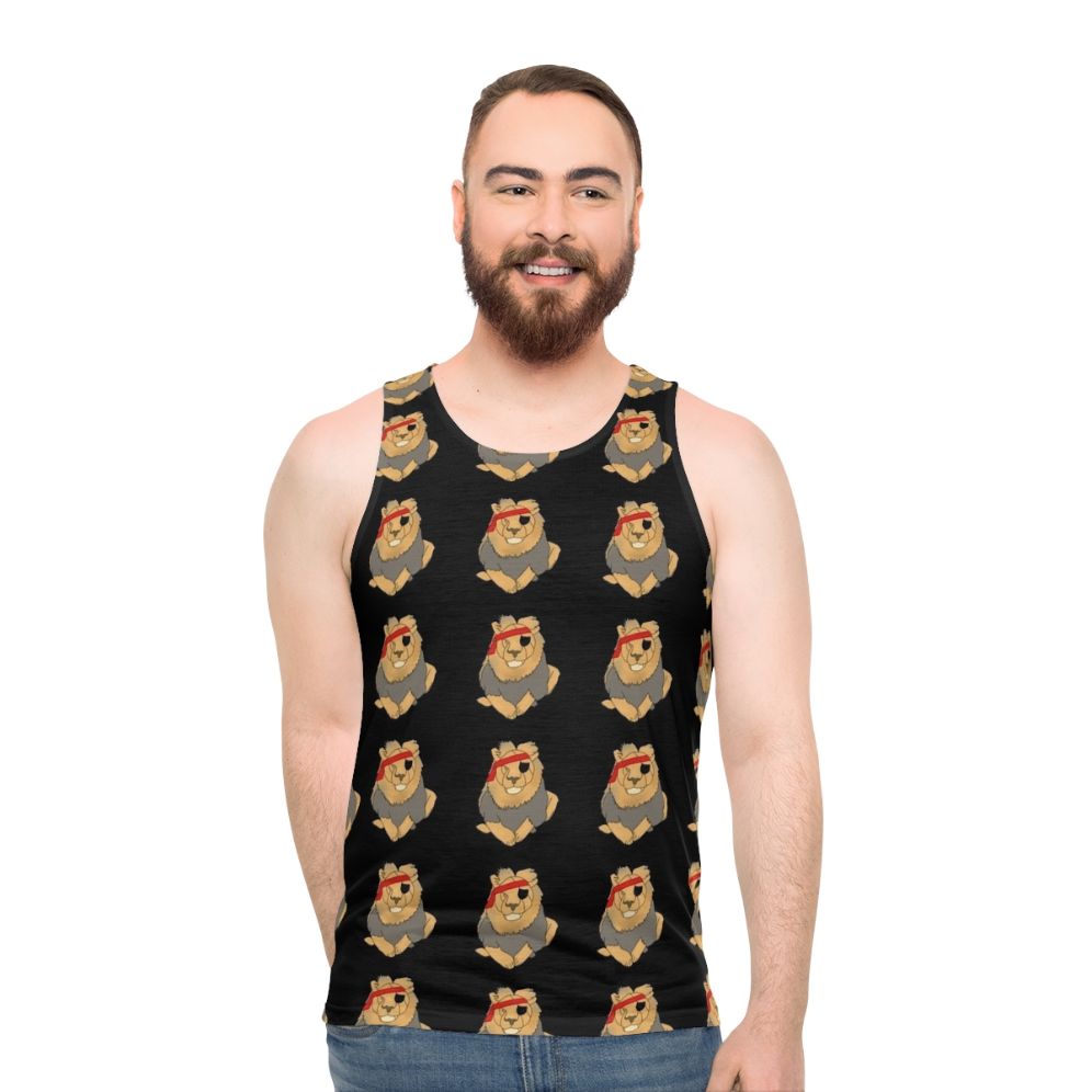 Ferocious lion pirate unisex tank top