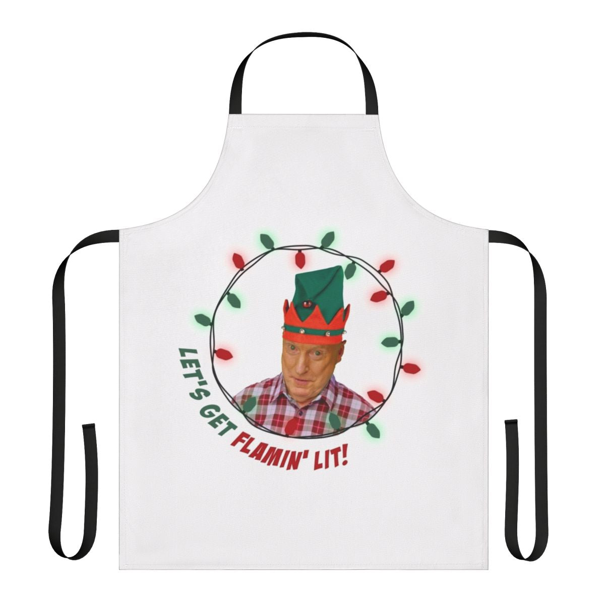 Alf Elf-themed apron with an ugly Christmas sweater design