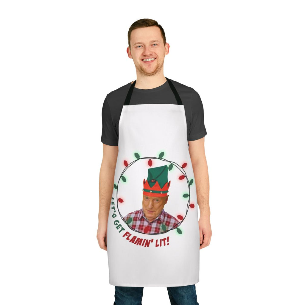 Alf Elf-themed apron with an ugly Christmas sweater design