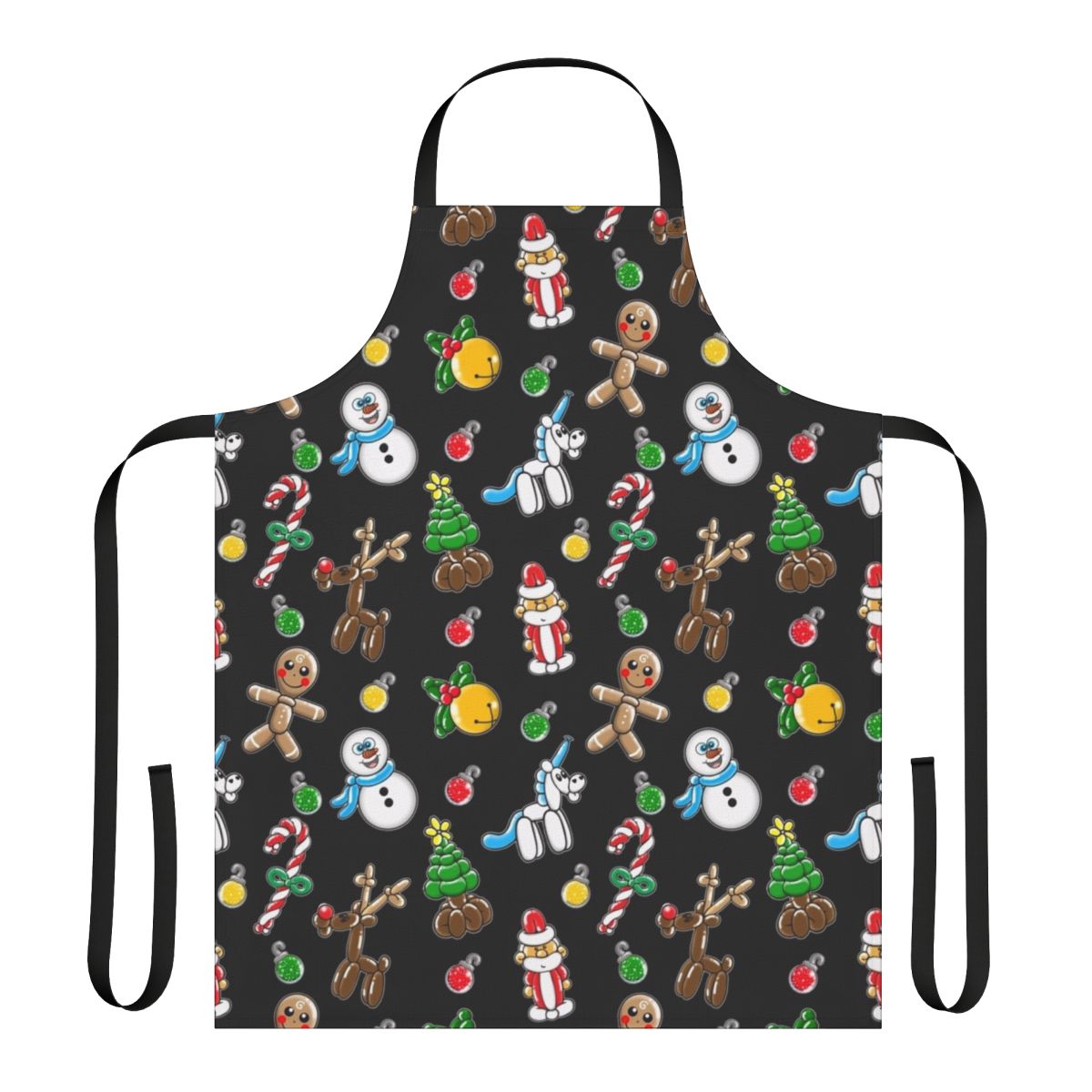 An apron featuring colorful balloons, perfect for holiday parties and balloon twisting.