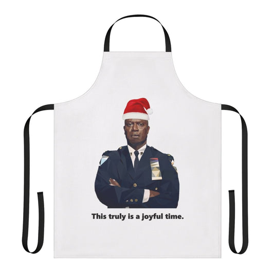 Finely crafted holiday apron featuring a festive design inspired by the beloved TV comedy series Brooklyn Nine-Nine.