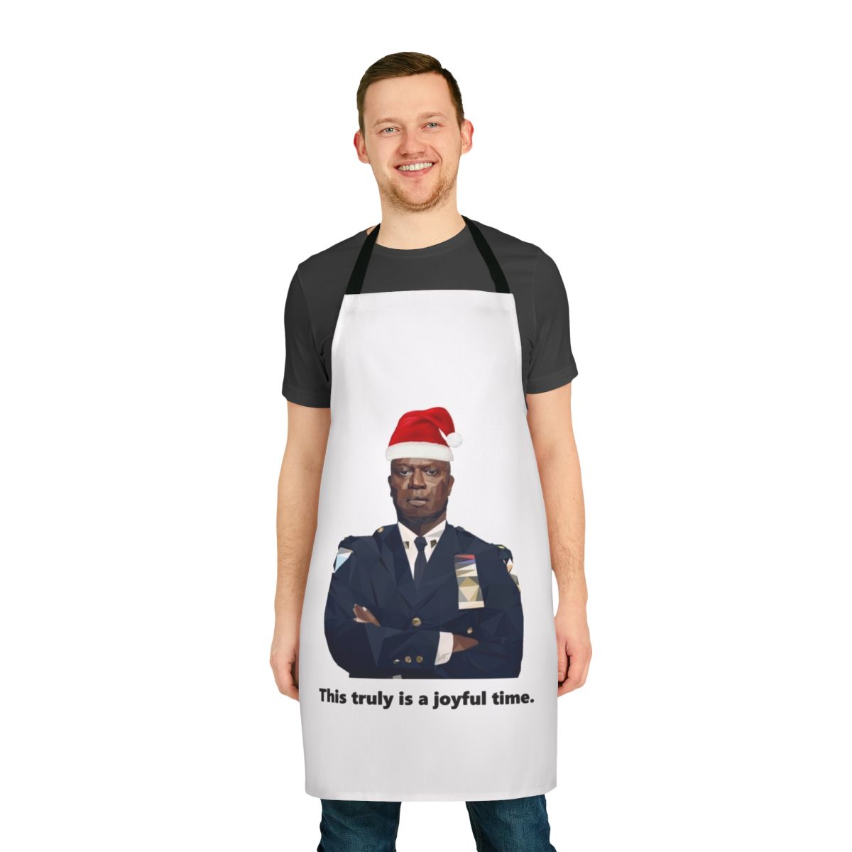 Finely crafted holiday apron featuring a festive design inspired by the beloved TV comedy series Brooklyn Nine-Nine.