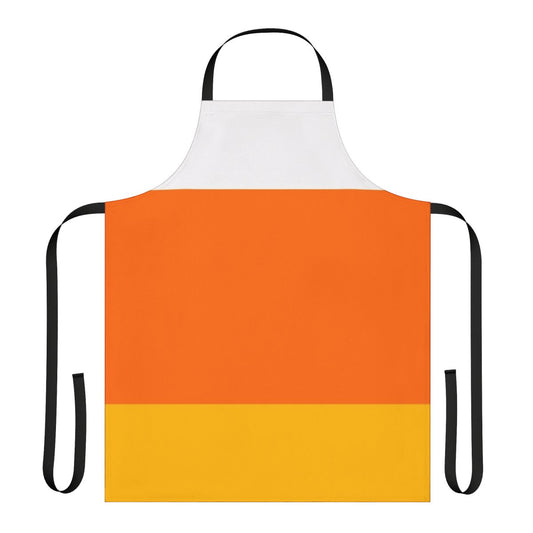 Candy corn themed apron with orange and yellow colors perfect for Halloween and fall festivals
