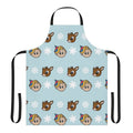 A cheerful Christmas apron featuring Rudolph the Red-Nosed Reindeer and other iconic characters from the classic Rankin/Bass holiday special.