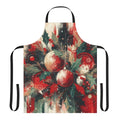 A vibrant apron with holiday-themed designs, perfect for celebrating the Christmas season.
