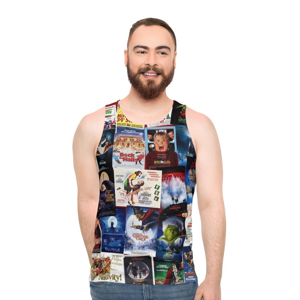 Festive Film Collage Unisex Christmas Tank Top