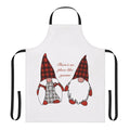Whimsical gnome-themed apron in red, green, and white colors