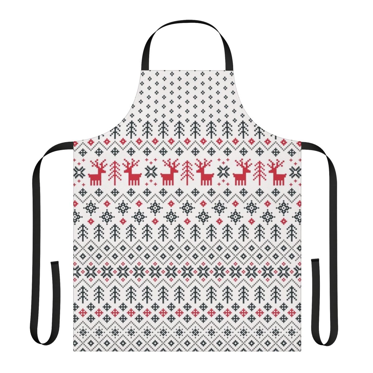 Festive holiday sweater pattern printed apron with geometric and retro design