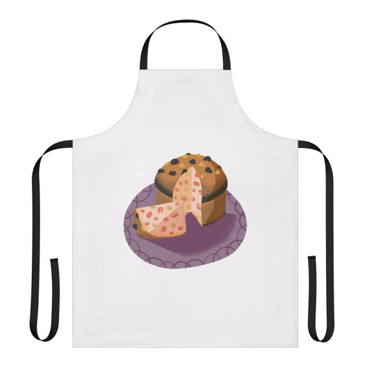 Festive Italian-inspired baking apron with panettone design