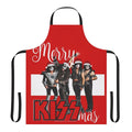 A red and black apron with a "Merry Kissmas 2020" design, featuring the iconic KISS band logo