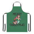 A cheerful mermaid-themed apron with a "Merry Christmas" design, perfect for holiday cooking and baking.