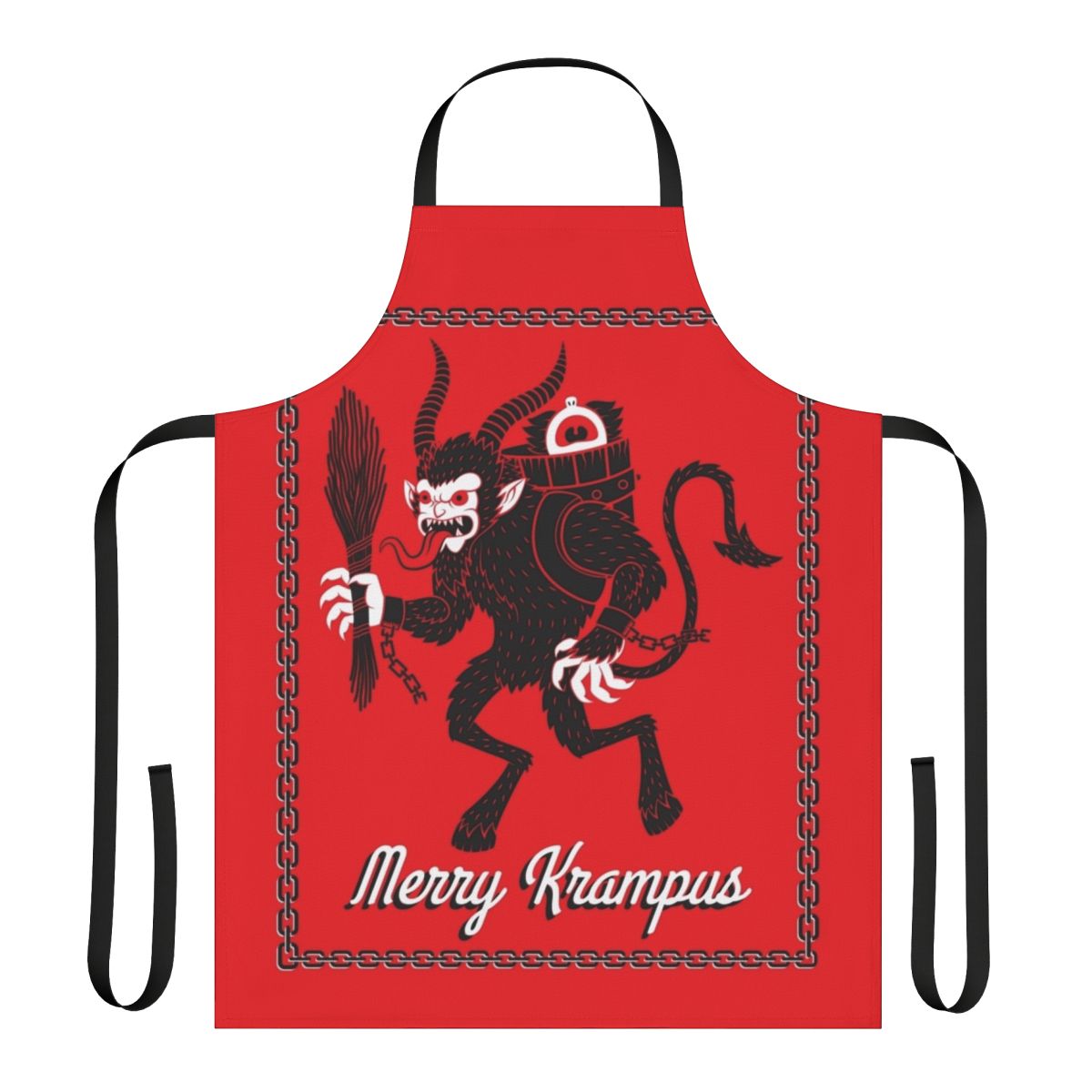 Merry Krampus Christmas devil-themed winter holiday apron