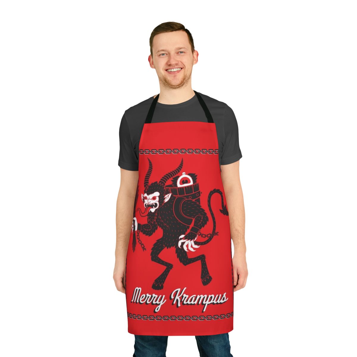 Merry Krampus Christmas devil-themed winter holiday apron