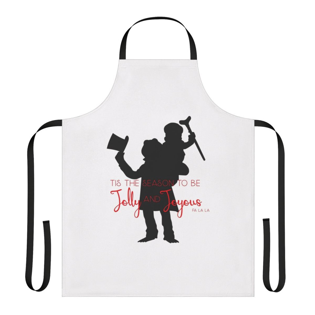 Muppets-themed holiday apron featuring Kermit the Frog, Tiny Tim, and Christmas motifs