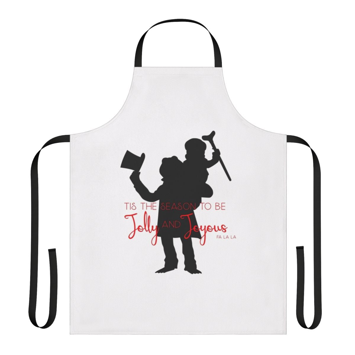 Muppets-themed holiday apron featuring Kermit the Frog, Tiny Tim, and Christmas motifs