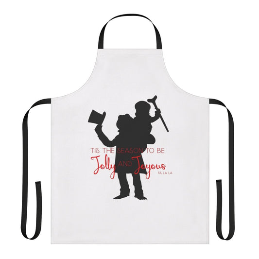 Muppets-themed holiday apron featuring Kermit the Frog, Tiny Tim, and Christmas motifs