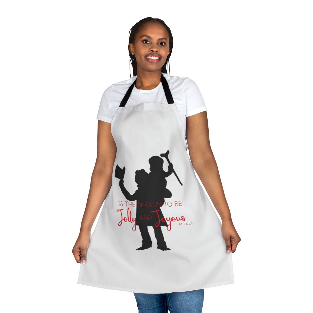 Muppets-themed holiday apron featuring Kermit the Frog, Tiny Tim, and Christmas motifs