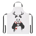 Festive panda apron with antlers and winter illustration