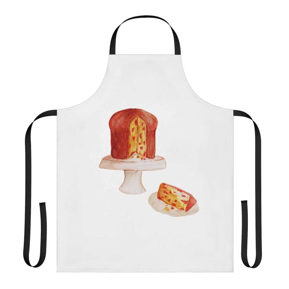 A stylish apron featuring a panettone-inspired design, perfect for bakers and cooks celebrating the Christmas season.