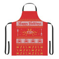 A festive apron featuring the Flying Spaghetti Monster, a symbol of pastafarianism.