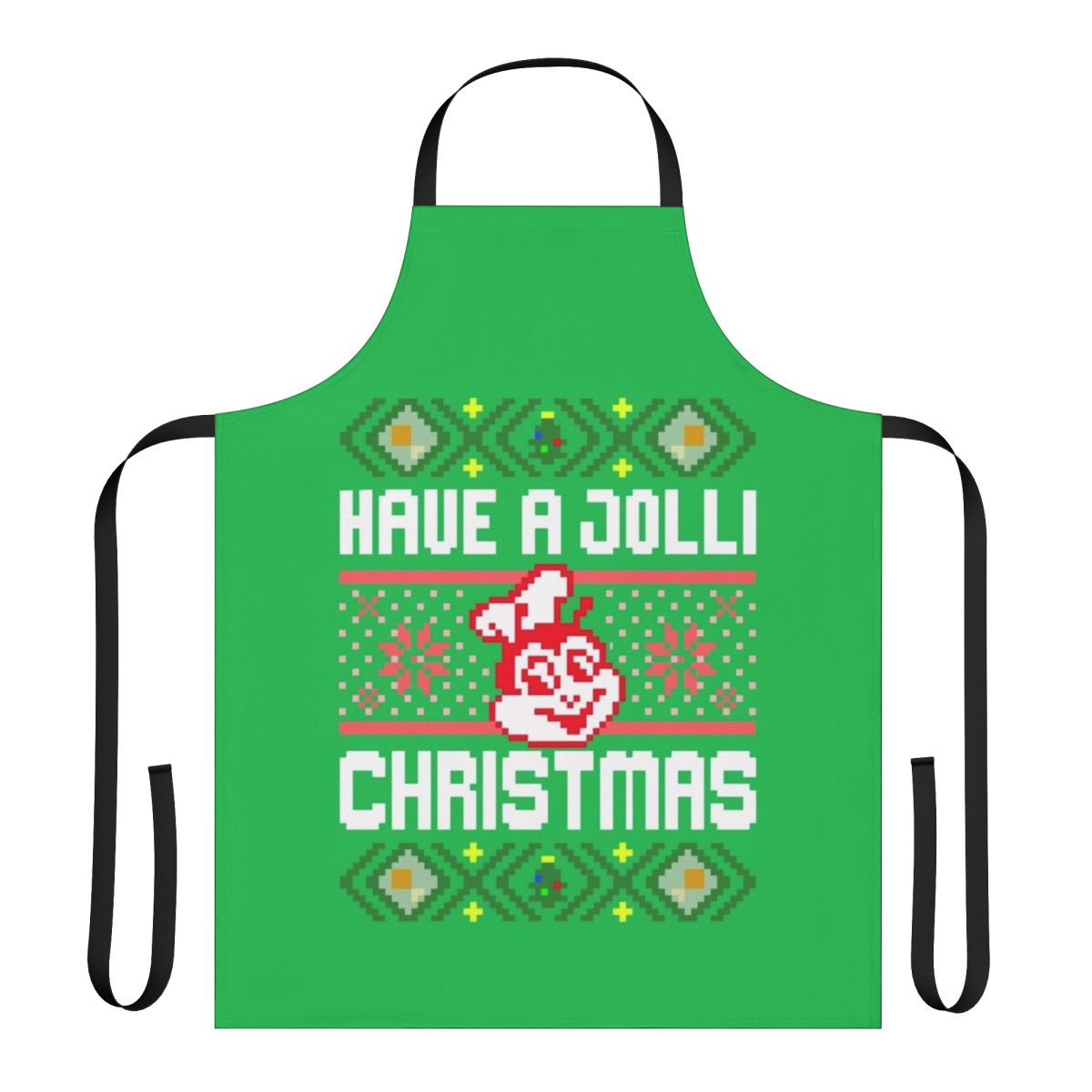 Festive pixelated apron with Jollibee the Filipino fast food mascot